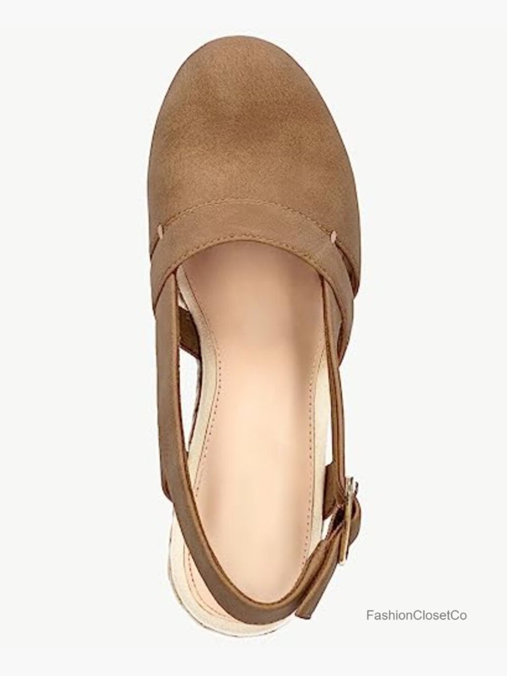 Manmade Leather Wedges Espadrilles Slingback Closed-toe Sandals - Picture 5 of 7